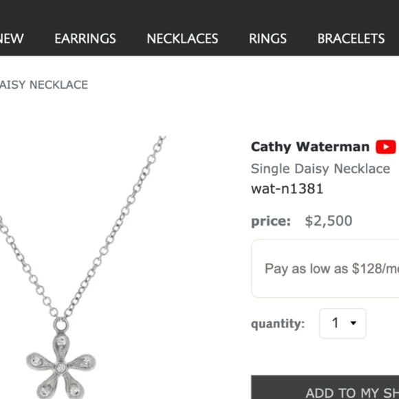 Designer CATHY WATERMAN Platinum Diamond DAISY Flower Pendant 16" Chain Necklace - Picture 4 of 16